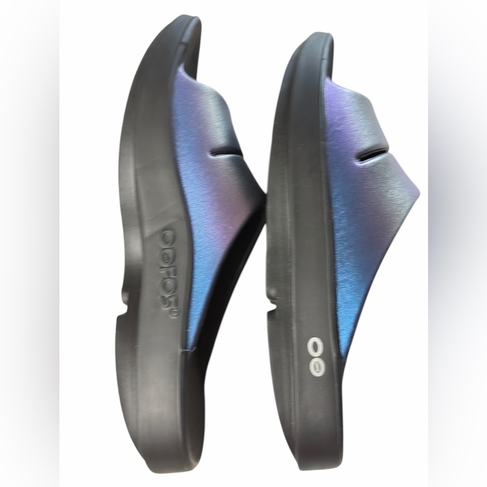 OOfos OOahh  Iridescent Luxe Slide Comfort Recovery Sandals Size W 9 - L 7 NEW - Picture 7 of 12
